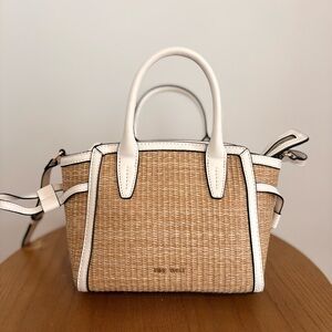 Nine West Woven Tan and White Satchel